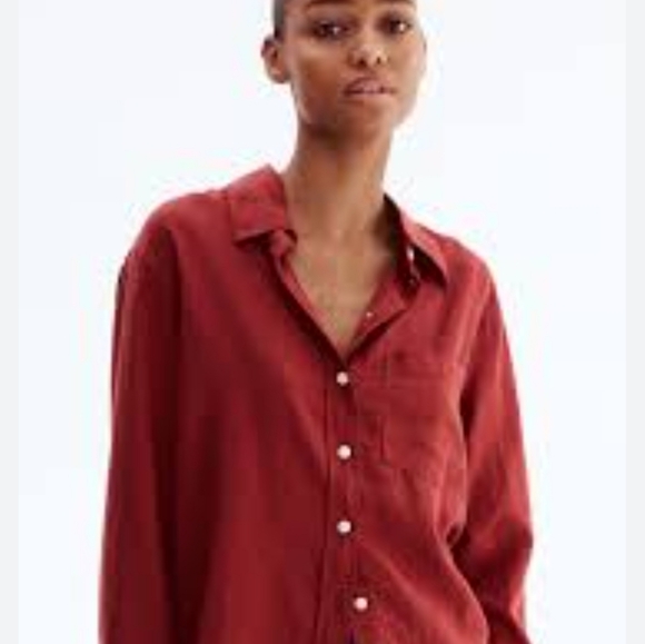 Chico's Tops - Chico's Design Deep Coral Linen Button Down Shirt/Blouse size Chico's 3